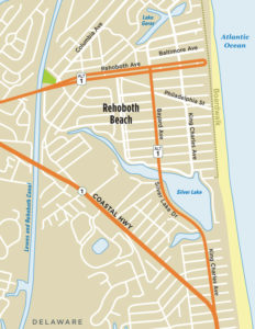 Map of Rehoboth Beach DE