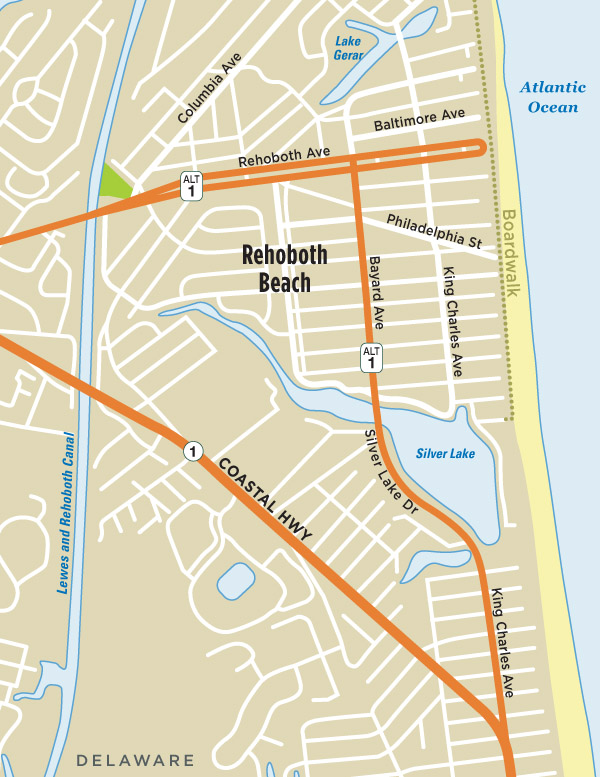 Map of Rehoboth Beach DE Visit Delaware Beaches Rehoboth, Bethany