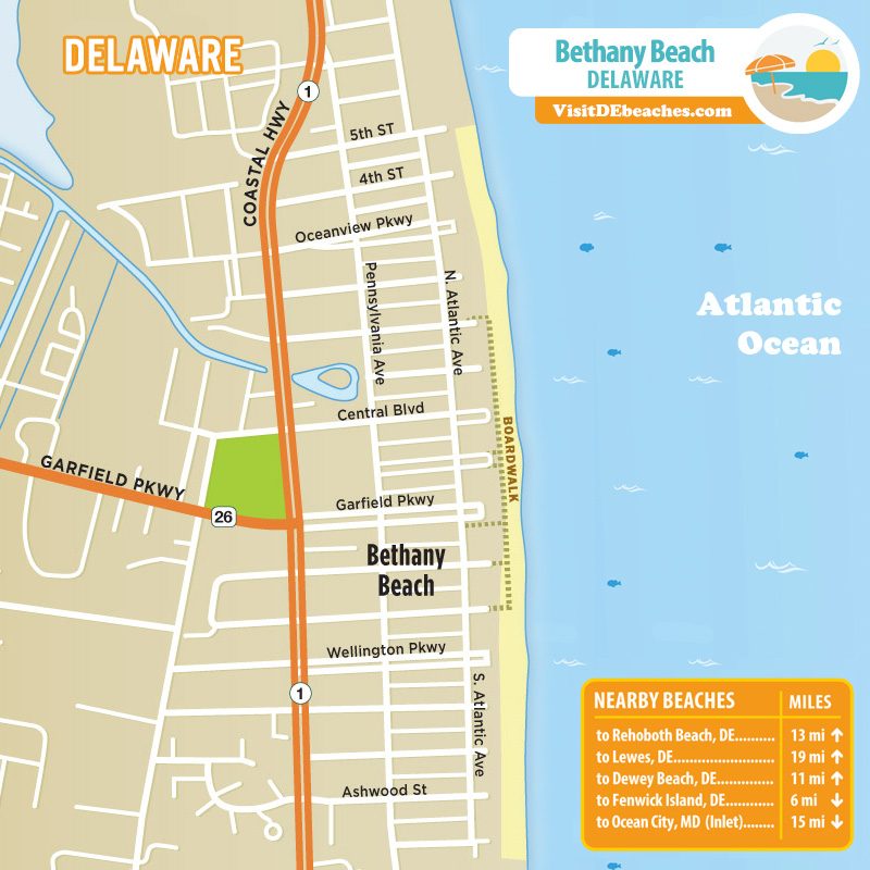Map of Bethany Beach Boardwalk in Delaware | Visit DE Beaches