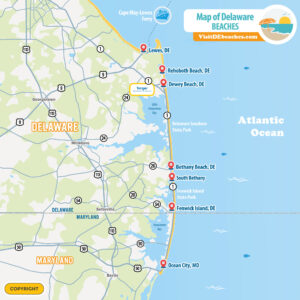 Map of Beaches in Delaware